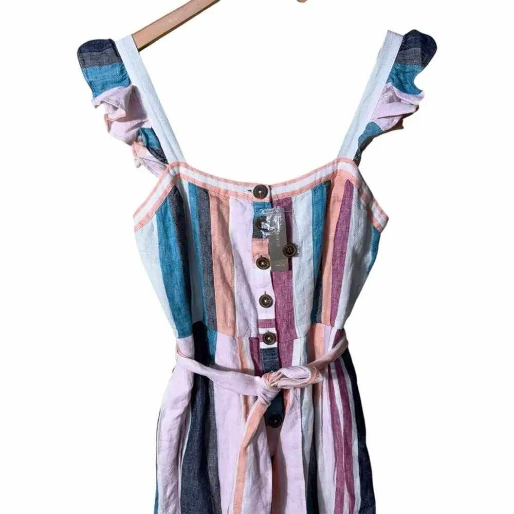 NEW J.Crew Striped Linen Midi Dress Size 6 - Picture 6 of 10